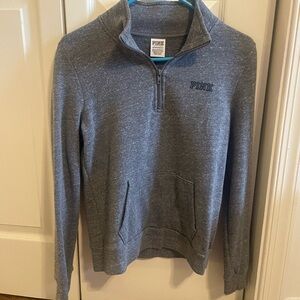 PINK Victoria's Secret Gray Quarter-Zip Women's Sweater